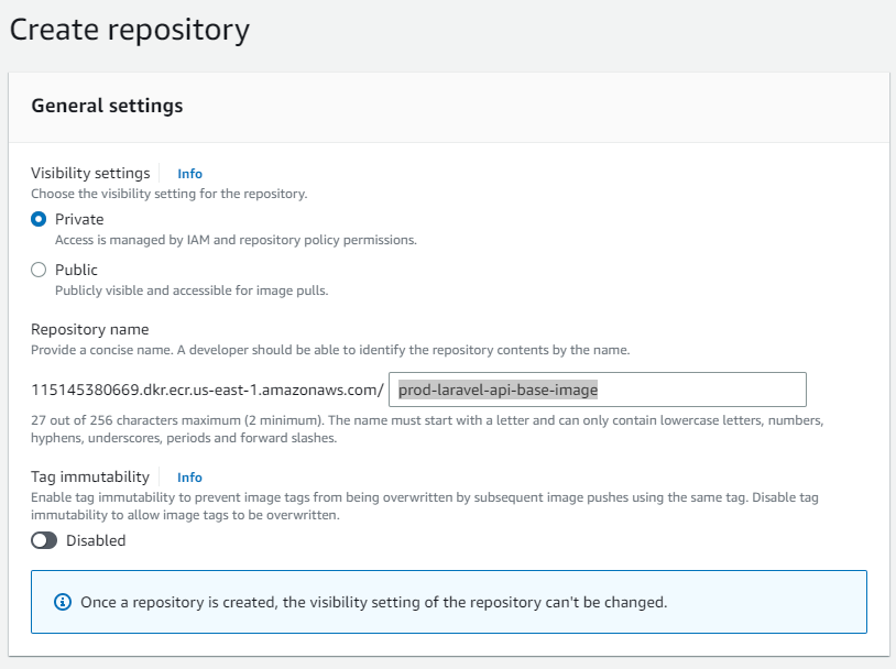 aws ecr create repository for base image