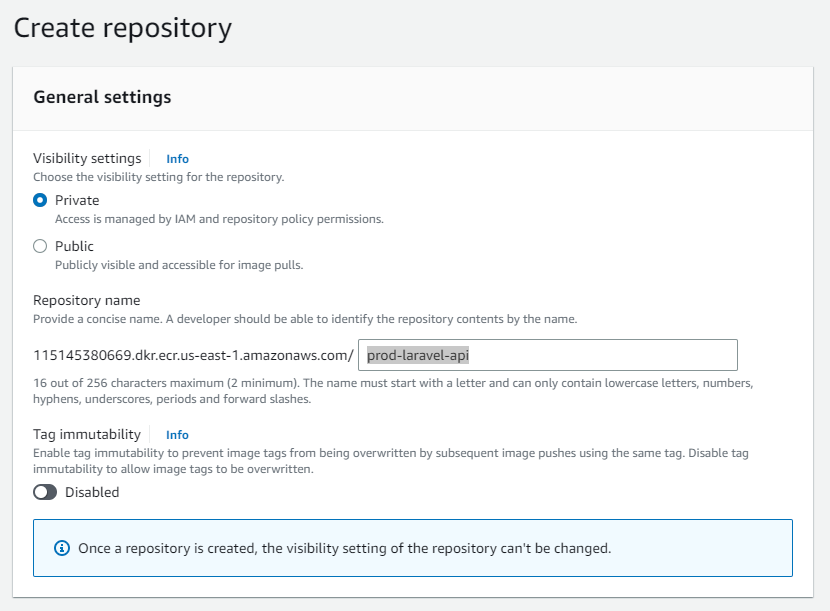 aws ecr create repository