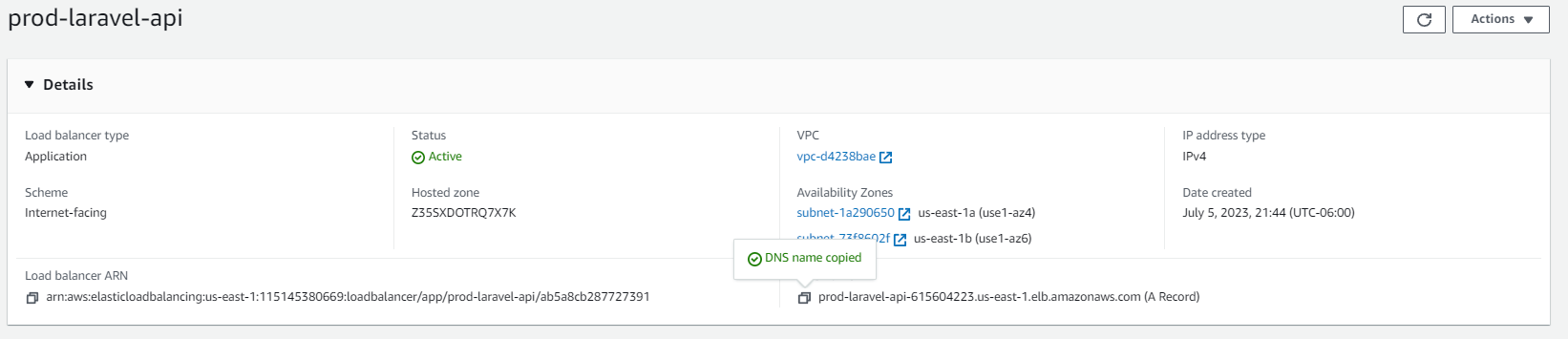 aws load balancer dns name