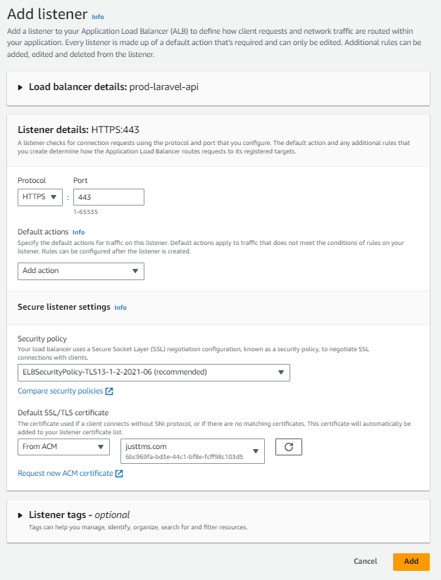 aws load balancer https listener