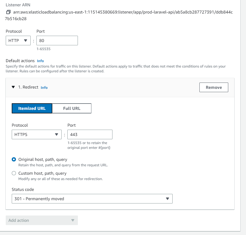 aws load balancer redirect http traffic to https